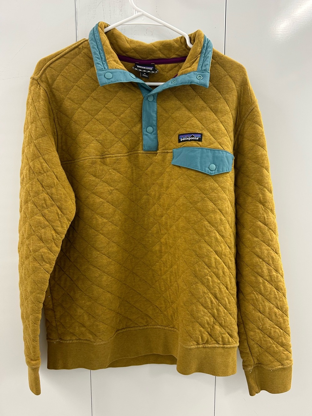 Patagonia Men's Organic Cotton Quilt Snap-T Pullover, Mustard Yellow, Size M